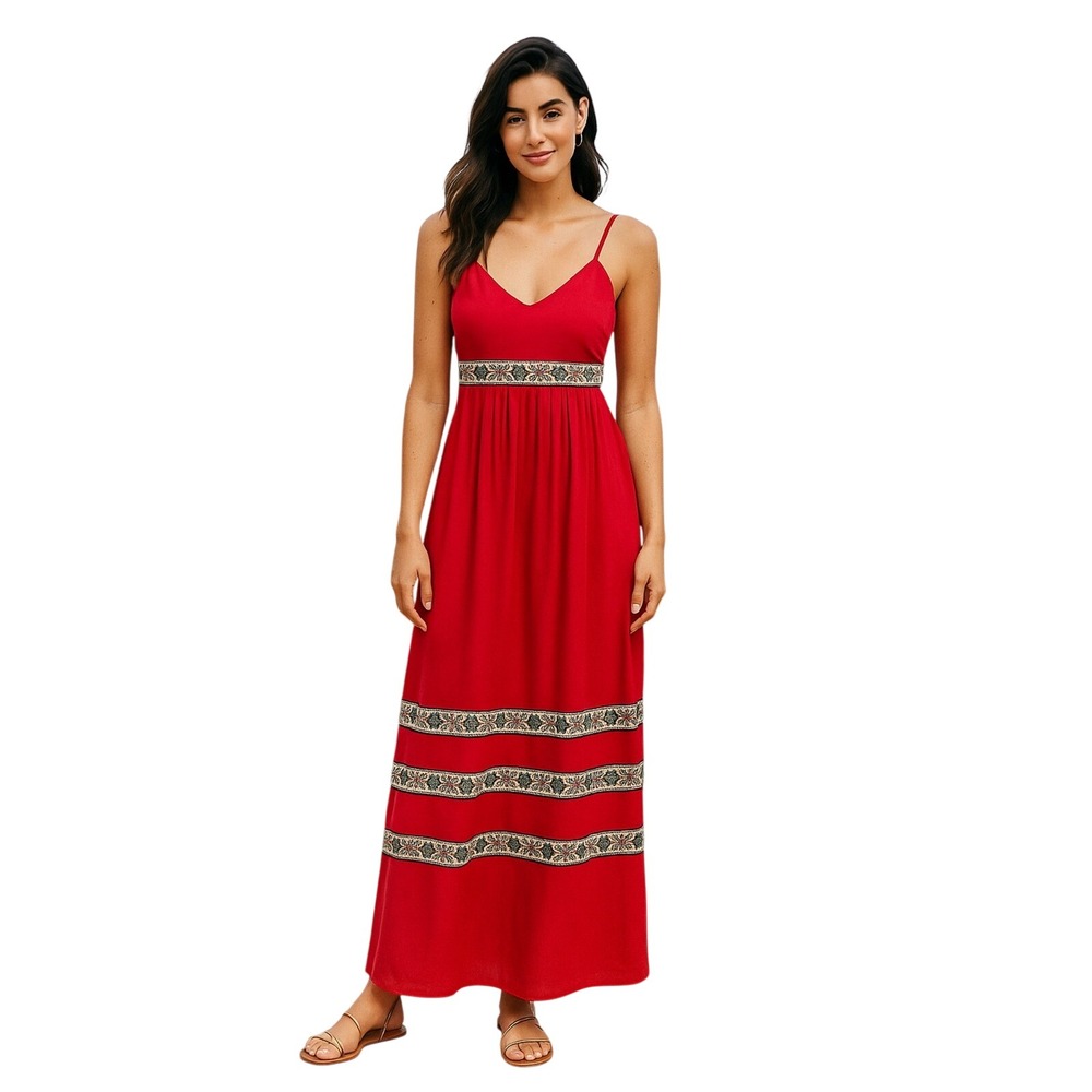 AQJ‎ Belle Badgley Mischka Size 4 Small Pink Maxi Dress Empire Waist
